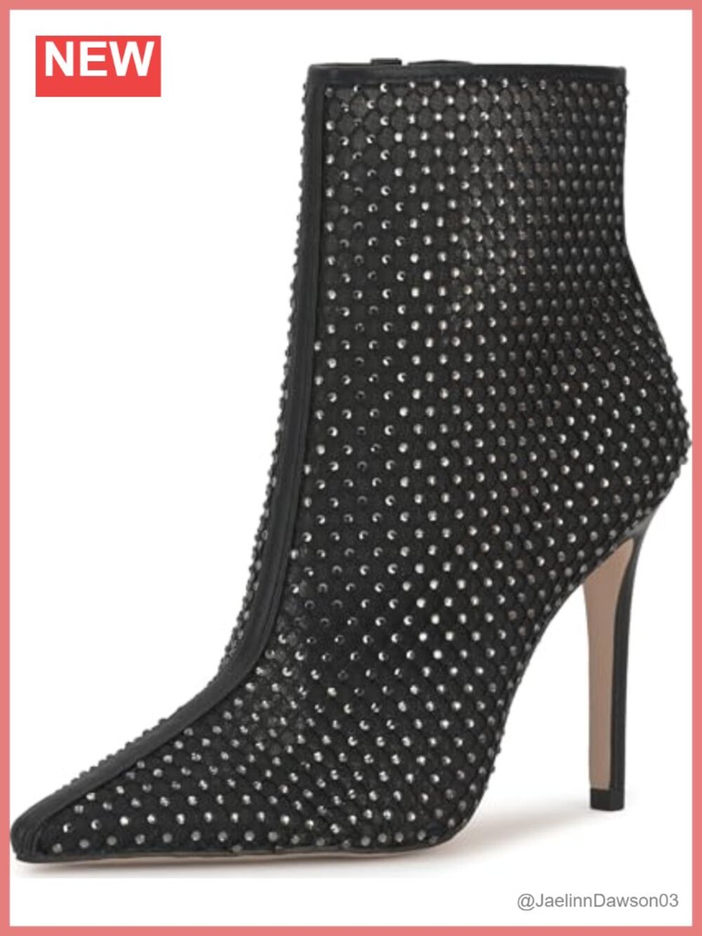 Embellished Stiletto Bootie Ankle Boots Pointed Toe Zip Closure Women's Shoes